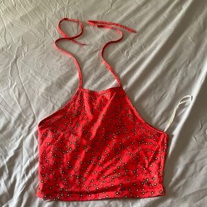 Red Flower Halter Top